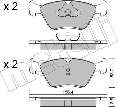 Metelli 22-0205-0 - Комплект спирачно феродо, дискови спирачки vvparts.bg