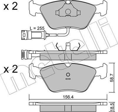 Metelli 22-0205-1 - Комплект спирачно феродо, дискови спирачки vvparts.bg