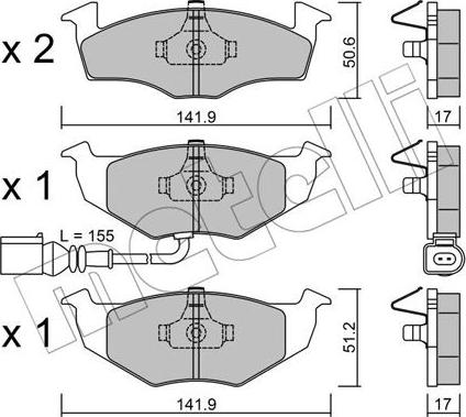 Metelli 22-0206-3 - Комплект спирачно феродо, дискови спирачки vvparts.bg