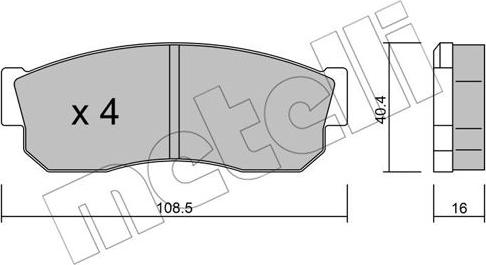 Metelli 22-0202-1 - Комплект спирачно феродо, дискови спирачки vvparts.bg