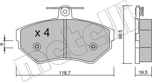 Metelli 22-0215-0 - Комплект спирачно феродо, дискови спирачки vvparts.bg