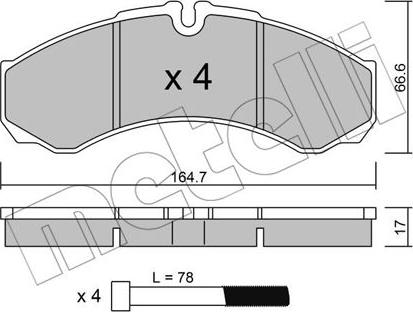 Metelli 22-0212-3 - Комплект спирачно феродо, дискови спирачки vvparts.bg