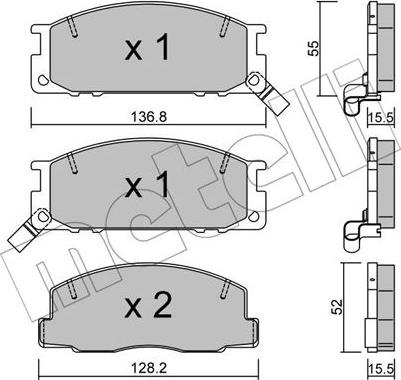 Metelli 22-0280-0 - Комплект спирачно феродо, дискови спирачки vvparts.bg