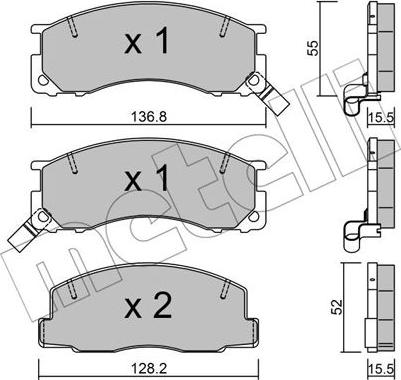 Metelli 22-0281-0 - Комплект спирачно феродо, дискови спирачки vvparts.bg