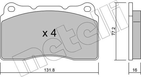 Metelli 22-0288-1 - Комплект спирачно феродо, дискови спирачки vvparts.bg