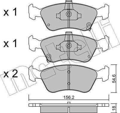 Metelli 22-0287-0 - Комплект спирачно феродо, дискови спирачки vvparts.bg