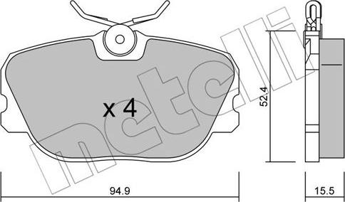 Metelli 22-0235-0 - Комплект спирачно феродо, дискови спирачки vvparts.bg