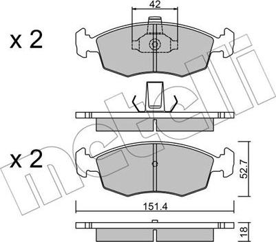 Metelli 22-0274-3 - Комплект спирачно феродо, дискови спирачки vvparts.bg