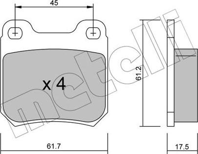 Metelli 22-0275-1 - Комплект спирачно феродо, дискови спирачки vvparts.bg