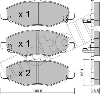 Metelli 22-0798-0 - Комплект спирачно феродо, дискови спирачки vvparts.bg