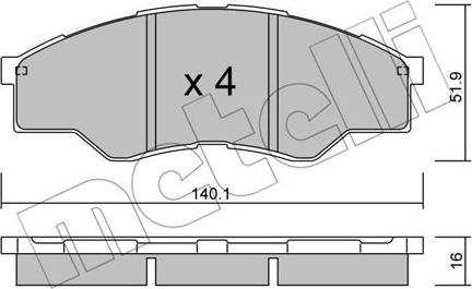 Metelli 22-0797-0 - Комплект спирачно феродо, дискови спирачки vvparts.bg