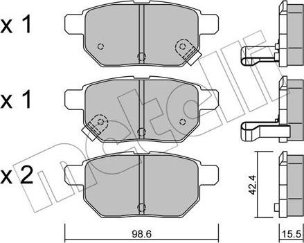 Metelli 22-0746-0 - Комплект спирачно феродо, дискови спирачки vvparts.bg