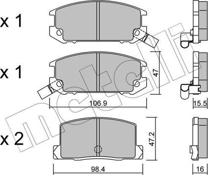 Metelli 22-0754-0 - Комплект спирачно феродо, дискови спирачки vvparts.bg