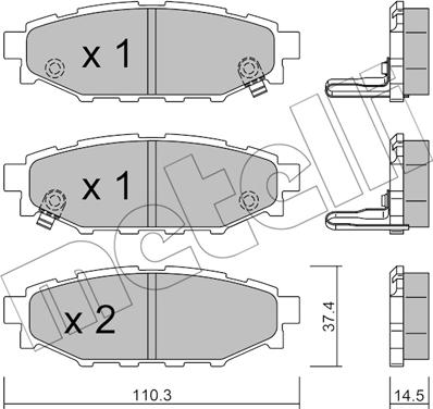 Metelli 22-0764-1 - Комплект спирачно феродо, дискови спирачки vvparts.bg