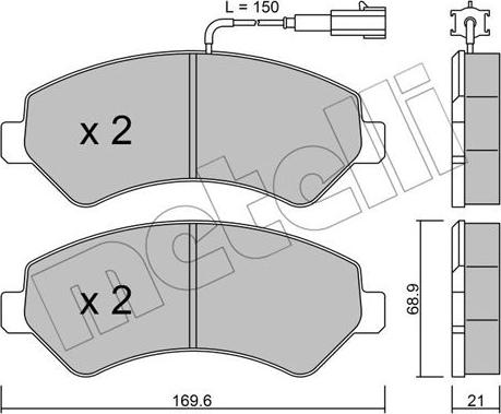 Metelli 22-0709-2 - Комплект спирачно феродо, дискови спирачки vvparts.bg