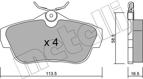 Metelli 22-0712-0 - Комплект спирачно феродо, дискови спирачки vvparts.bg