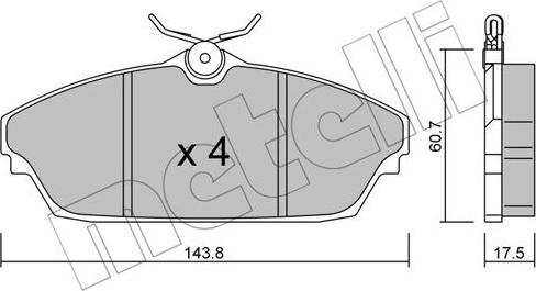 Metelli 22-0782-0 - Комплект спирачно феродо, дискови спирачки vvparts.bg