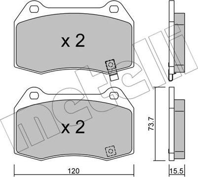 Metelli 22-0738-0 - Комплект спирачно феродо, дискови спирачки vvparts.bg