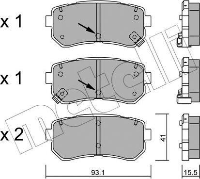 Metelli 22-0725-1 - Комплект спирачно феродо, дискови спирачки vvparts.bg