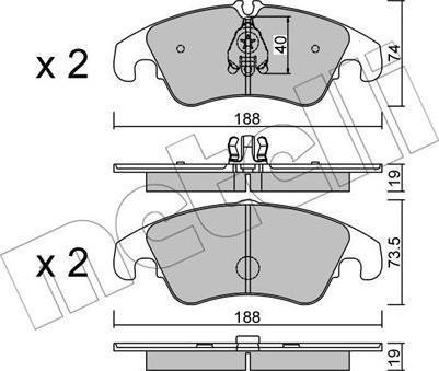 Metelli 22-0775-6 - Комплект спирачно феродо, дискови спирачки vvparts.bg