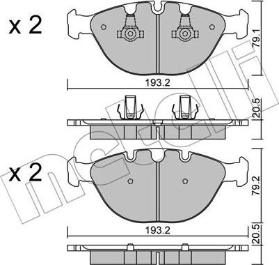 Metelli 22-0771-0 - Комплект спирачно феродо, дискови спирачки vvparts.bg