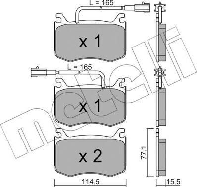 Metelli 22-1099-0 - Комплект спирачно феродо, дискови спирачки vvparts.bg