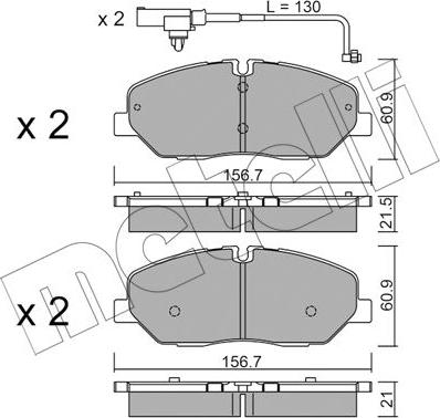 Metelli 22-1094-1 - Комплект спирачно феродо, дискови спирачки vvparts.bg