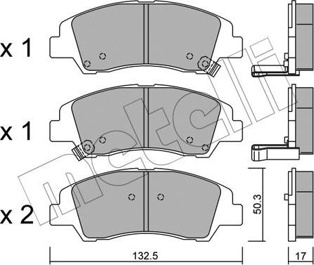 Metelli 22-1091-0 - Комплект спирачно феродо, дискови спирачки vvparts.bg