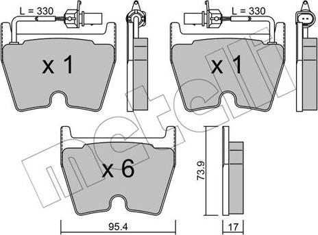 Metelli 22-1043-0 - Комплект спирачно феродо, дискови спирачки vvparts.bg