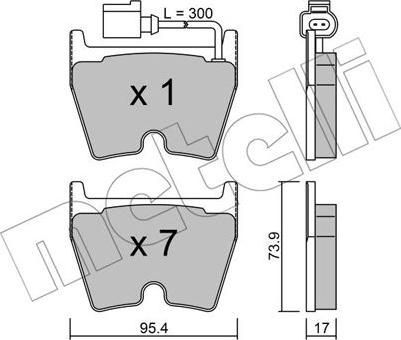 Metelli 22-1043-1 - Комплект спирачно феродо, дискови спирачки vvparts.bg
