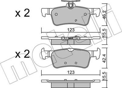 Metelli 22-1042-0 - Комплект спирачно феродо, дискови спирачки vvparts.bg