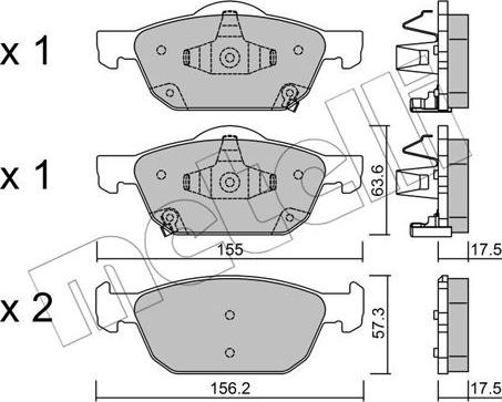 Metelli 22-1009-0 - Комплект спирачно феродо, дискови спирачки vvparts.bg