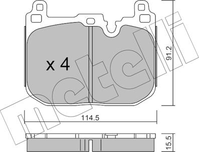 Metelli 22-1015-4 - Комплект спирачно феродо, дискови спирачки vvparts.bg