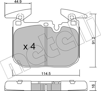 Metelli 22-1015-3 - Комплект спирачно феродо, дискови спирачки vvparts.bg