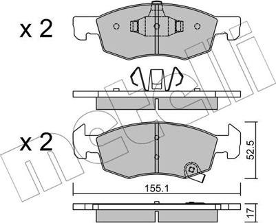 Metelli 22-1034-0 - Комплект спирачно феродо, дискови спирачки vvparts.bg