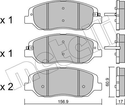 Metelli 22-1031-0 - Комплект спирачно феродо, дискови спирачки vvparts.bg