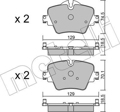 Metelli 22-1037-0 - Комплект спирачно феродо, дискови спирачки vvparts.bg