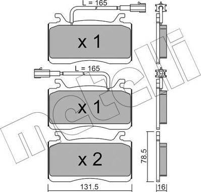 Metelli 22-1141-0 - Комплект спирачно феродо, дискови спирачки vvparts.bg