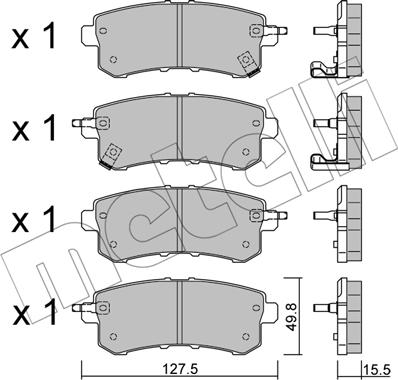 Metelli 22-1155-0 - Комплект спирачно феродо, дискови спирачки vvparts.bg