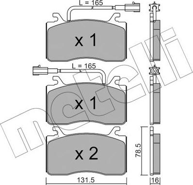 Metelli 22-1100-0 - Комплект спирачно феродо, дискови спирачки vvparts.bg