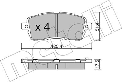 Metelli 22-1185-0 - Комплект спирачно феродо, дискови спирачки vvparts.bg