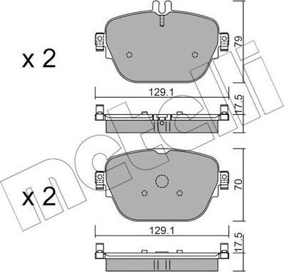 Metelli 22-1138-0 - Комплект спирачно феродо, дискови спирачки vvparts.bg