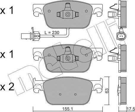 Metelli 22-1125-0 - Комплект спирачно феродо, дискови спирачки vvparts.bg