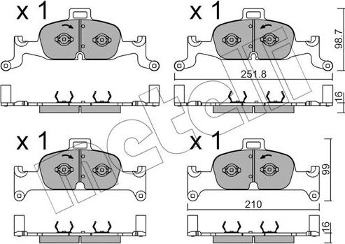 Metelli 22-1126-0 - Комплект спирачно феродо, дискови спирачки vvparts.bg