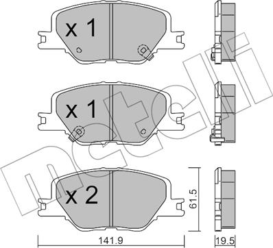 Metelli 22-1177-0 - Комплект спирачно феродо, дискови спирачки vvparts.bg