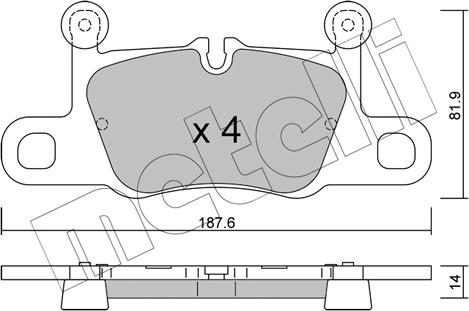 Metelli 22-1258-1 - Комплект спирачно феродо, дискови спирачки vvparts.bg