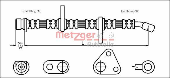 Metzger 4113500 - Спирачен маркуч vvparts.bg