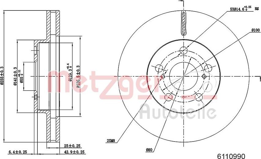 Metzger 6110990 - Спирачен диск vvparts.bg