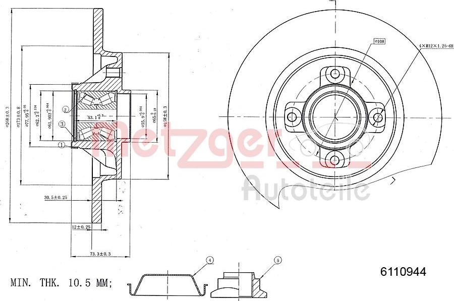 Metzger 6110944 - Спирачен диск vvparts.bg