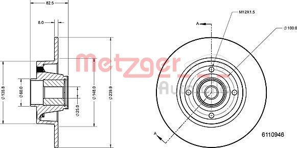 Metzger 6110946 - Спирачен диск vvparts.bg